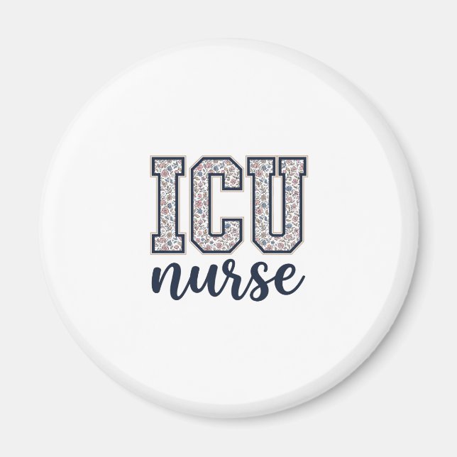 ICU-sjuksköterska Blommig Varsityskjorta Design_1 Magnet (Framsidan)