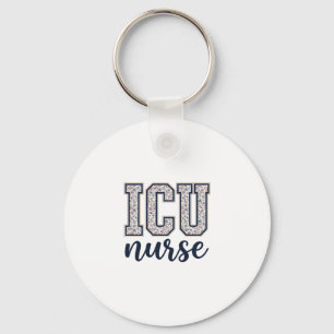 ICU-sjuksköterska Blommig Varsityskjorta Design_1 Nyckelring