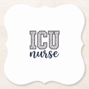 ICU-sjuksköterska Blommig Varsityskjorta Design_1 Underlägg Papper