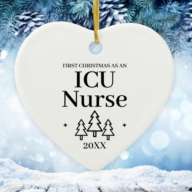 ICU sjuksköterska - ny jul för jobb Julgransprydnad Keramik (ICU Nurse New Job Christmas Ceramic Ornament
)
