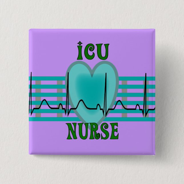 ICU-sjuksköterskagåvor, QRS & hjärtadesign Knapp (Framsida)