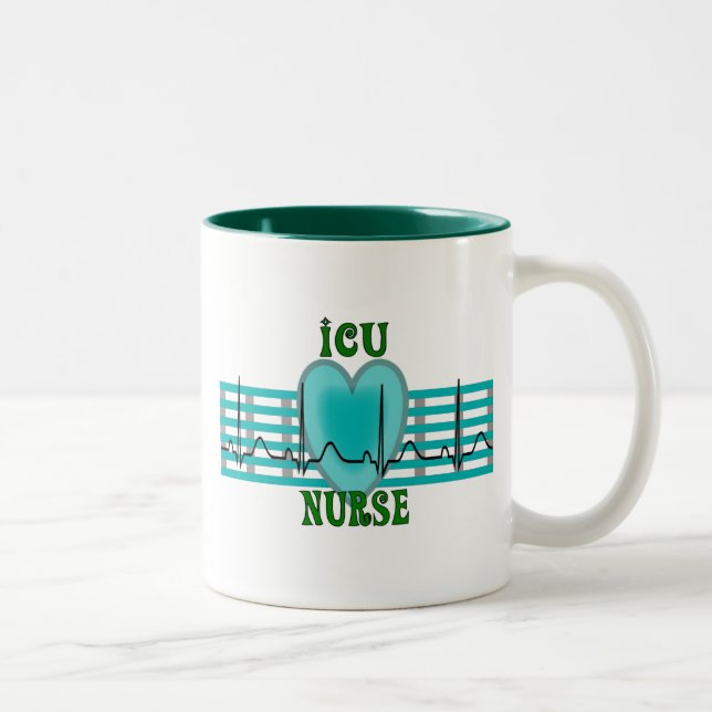 ICU-sjuksköterskagåvor, QRS & hjärtadesign Två-Tonad Mugg (Höger)