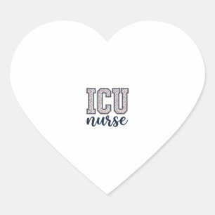 ICU-sköterska Blommig Varsity-tröja Design_1 Hjärtformat Klistermärke