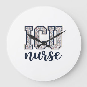 ICU-sköterska Blommig Varsityskjorta Design_1 Stor Klocka