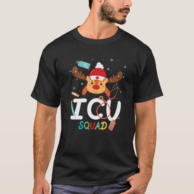 ICU Squad Funny Reindeer Stethoscope Nurse Doktor T Shirt (Framsida)