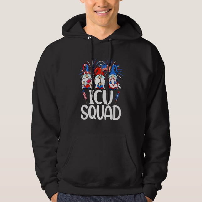 ICU Squad Gnomes Nurse 4th Of July Stethoscope Pat Hoodie (Framsida)
