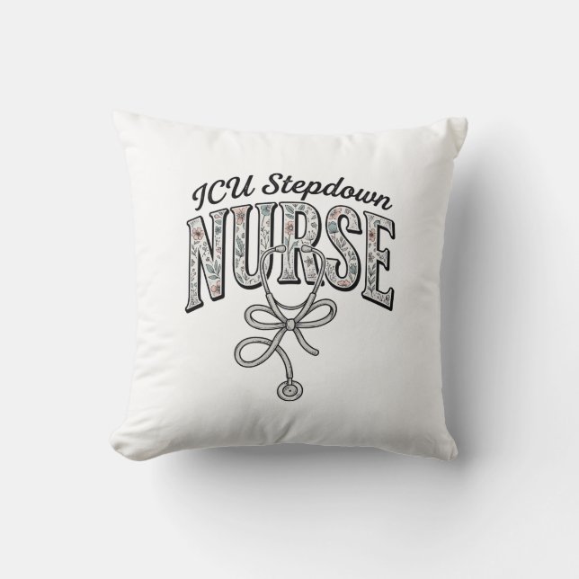 ICU Stepdown Sjuksköterska Vintage Blommig Stetosk Kudde (Framsida)