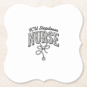 ICU Stepdown Sjuksköterska Vintage Blommig Stetosk Underlägg Papper