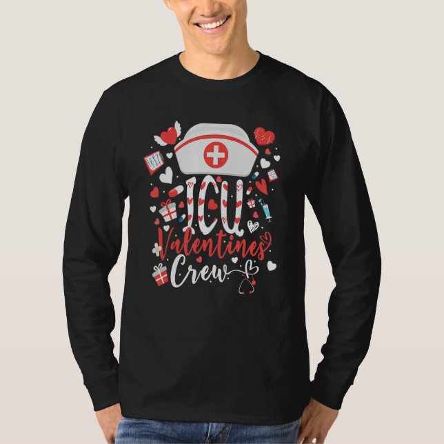 ICU Valentines Nurse Crew Family Group Nursing Lov T Shirt (Framsida)