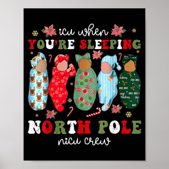 Icu When You’re Sleeng Nicu Crew Cute Baby Christm Poster (Framsidan)