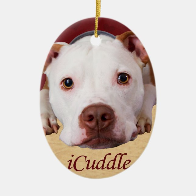 iCuddle Pitbull Julgransprydnad Keramik (Framsidan)