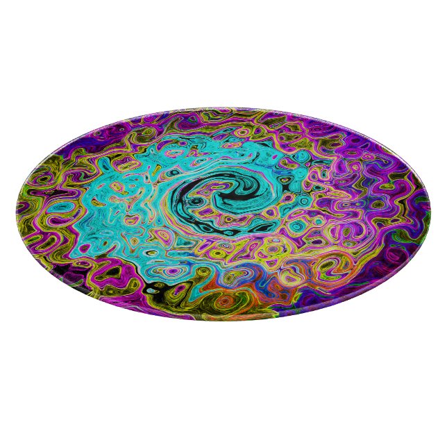 Icy Aqua Blue Groovy Abstract Retro Liquid Swirl (Hörn)