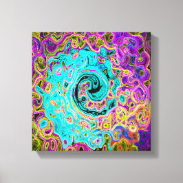Icy Aqua Blue Groovy Abstract Retro Liquid Swirl Canvastryck