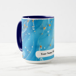 Icy Azure Wave Sea Metallic Swirl Mugg