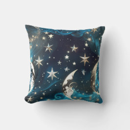 Icy Blue Celestial Moon Phases Pillow Kudde