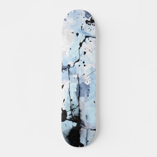 Icy Blue Grunge Crackle Abstract Skateboard (Framsida)