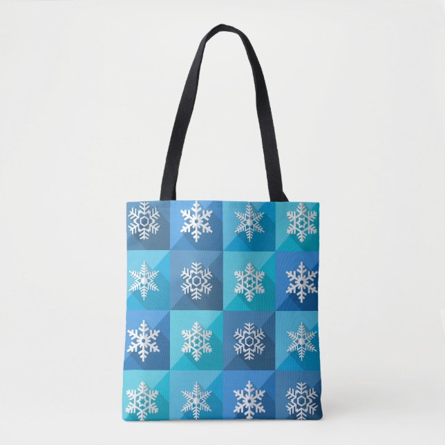 Icy Blue Snöflinga Jul Axelväska Tygkasse (Framsida)
