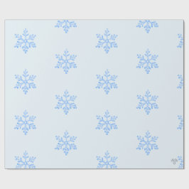 Icy Blue Snowflake Pattern on Pale Blue Background Presentpapper
