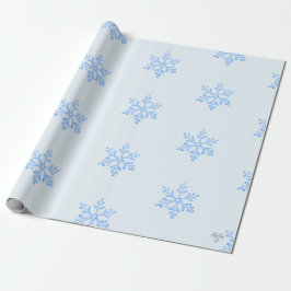 Icy Blue Snowflake Pattern on Pale Blue Background Presentpapper