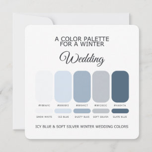 Icy Blue Soft Silver Vinter Bröllop Palett Kort