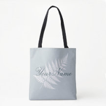 Icy Blue White Fern Elegant Personligt Namn