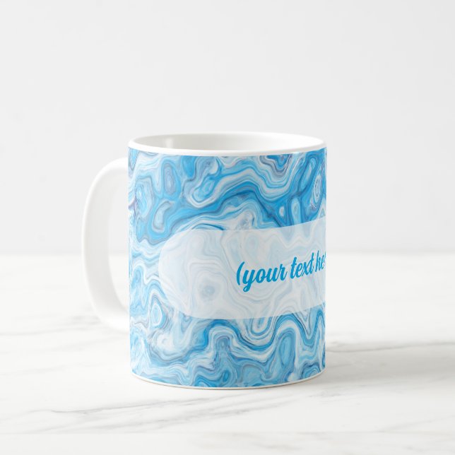 Icy Glacier Blue Marble Texture Abstract Liquid Kaffemugg (Framsida vänster)