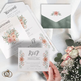 ID654 för vattenfärg Bouquet Bröllop, allt i ett