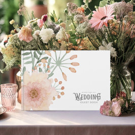 ID654 för vattenfärg Bouquet Bröllop Gästböcker