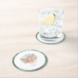 ID654 för vattenfärg Bouquet Bröllop Underlägg Papper Rund