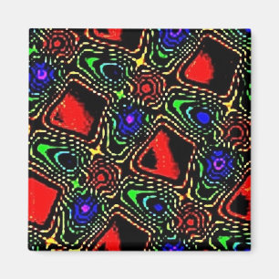 ID=2804 RED METALLIC PEACKOCK MÖNSTER BAKGRUND MAGNET