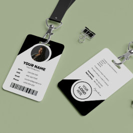 ID Barcode Employee Photo Black Modern Minimal