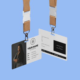 ID Barcode Employee Photo Modern Minimal Black