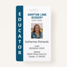ID-bricka för Blue Lodrät Rand Homeschool Educator