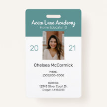 ID-bricka för Clean Teal Homeschool Educator ID