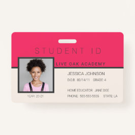 ID-bricka för Homeschool Student | Doudles Rosa