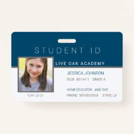 ID-bricka för Homeschool Student | Modern blå