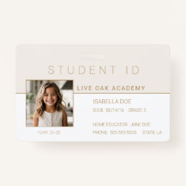 ID-bricka för Homeschool Student | Modern Guld