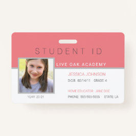 ID-bricka för Homeschool Student | Modern Rosa