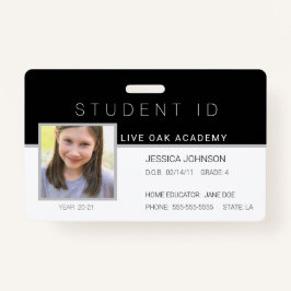 ID-bricka för Homeschool Student | Modern svart