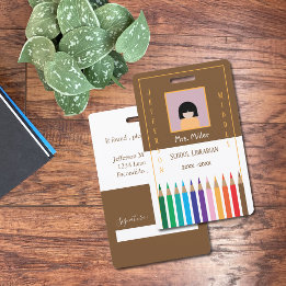 ID-brickan för färg Pencil Doodle School Librarian