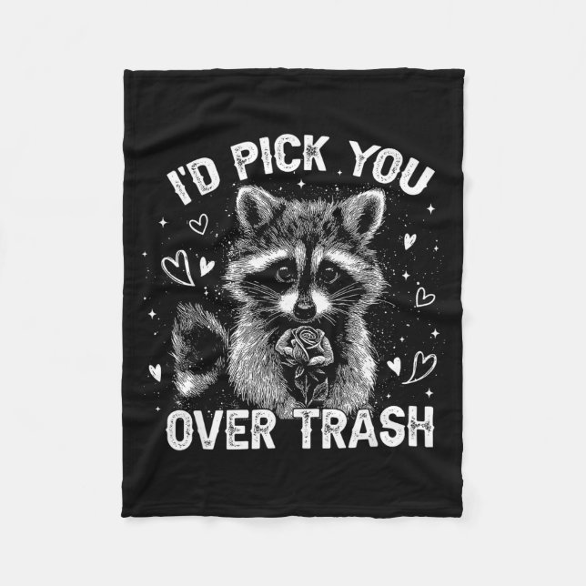I'd Ck You Over Trash Funny Raccoon Retro Valentin Fleecefilt (Framsidan)