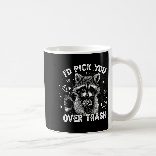 I'd Ck You Over Trash Funny Raccoon Retro Valentin Kaffemugg (Höger)