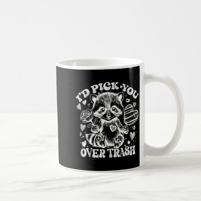 I'd Ck You Over Trash Funny Raccoon Retro Valentin Kaffemugg (Höger)