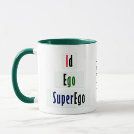 ID, Ego och Superego Psychology in Grönt and Black Mugg