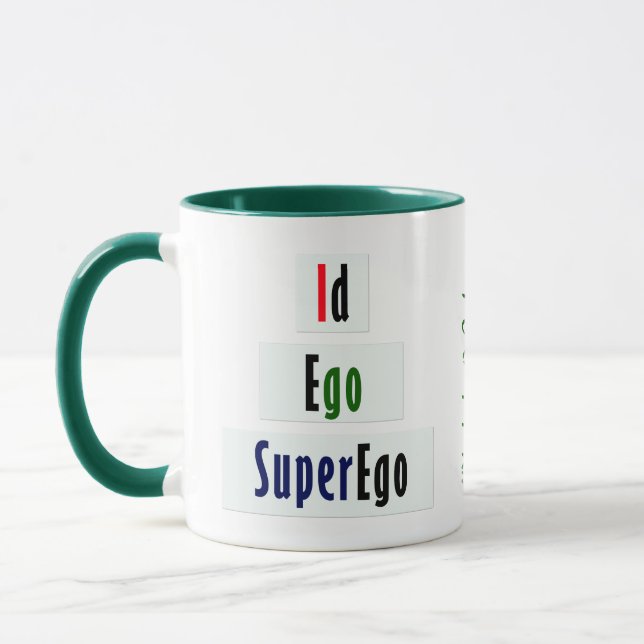 ID, Ego och Superego Psychology in Grönt and Black Mugg (Vänster)