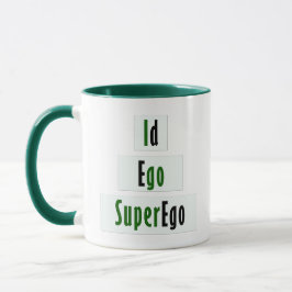 ID, Ego och Superego Psychology in Grönt and Black Mugg