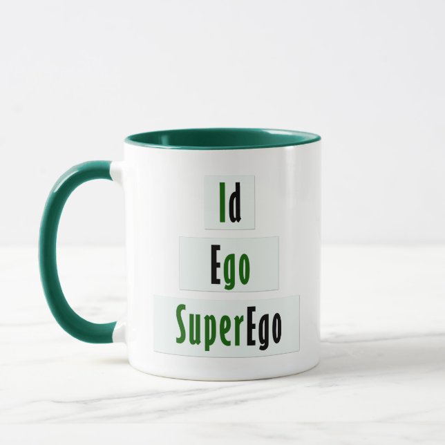 ID, Ego och Superego Psychology in Grönt and Black Mugg (Vänster)