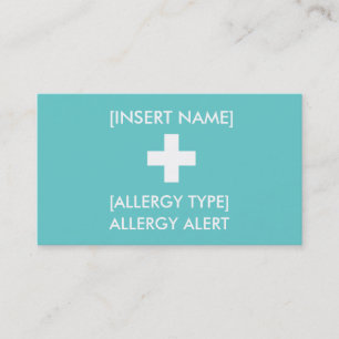 ID för Allergy Alert/ICE-kort Visitkort