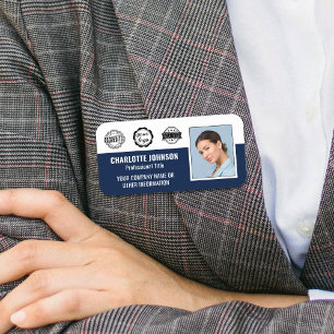 ID för medarbetares företagsackreditering, foto, m Namnbricka