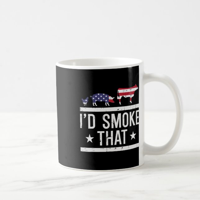 ID Grill that Chicken Gris Cow US Flagga Bbq Barbe Kaffemugg (Höger)